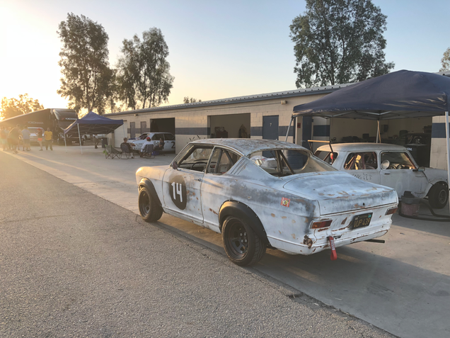 The Kadett in the pits after tech inspection